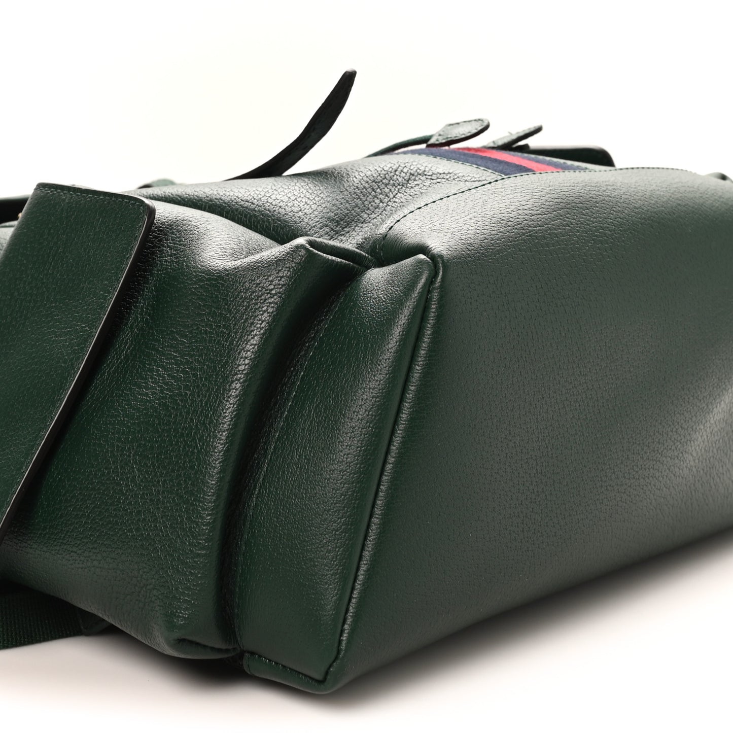 Grained Calfskin Medium Ophidia Double Buckle Backpack Green