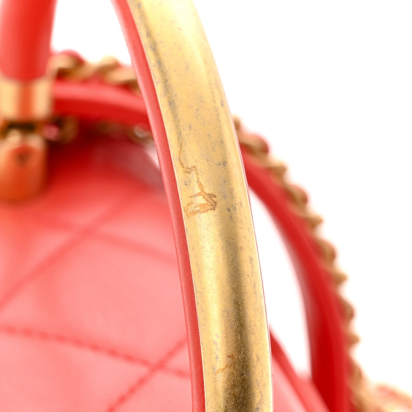 Calfskin Quilted Metal Small Top Handle Envelope Flap Red