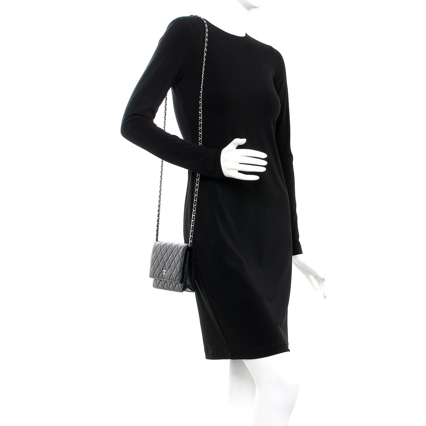 Caviar Quilted Wallet On Chain WOC Black