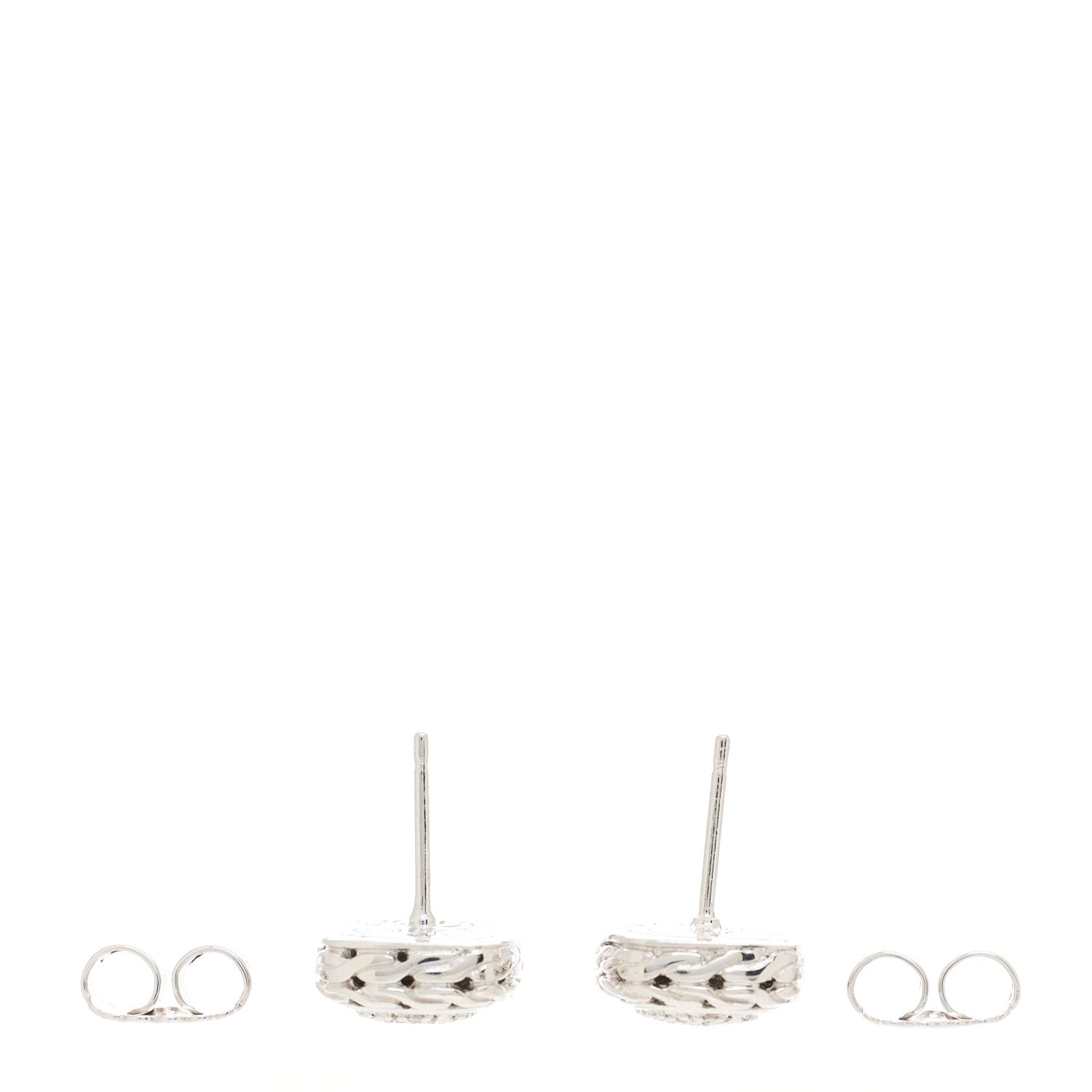 John Hardy Sterling Silver Diamond Small Classic Chain Square Earrings 3 of 4