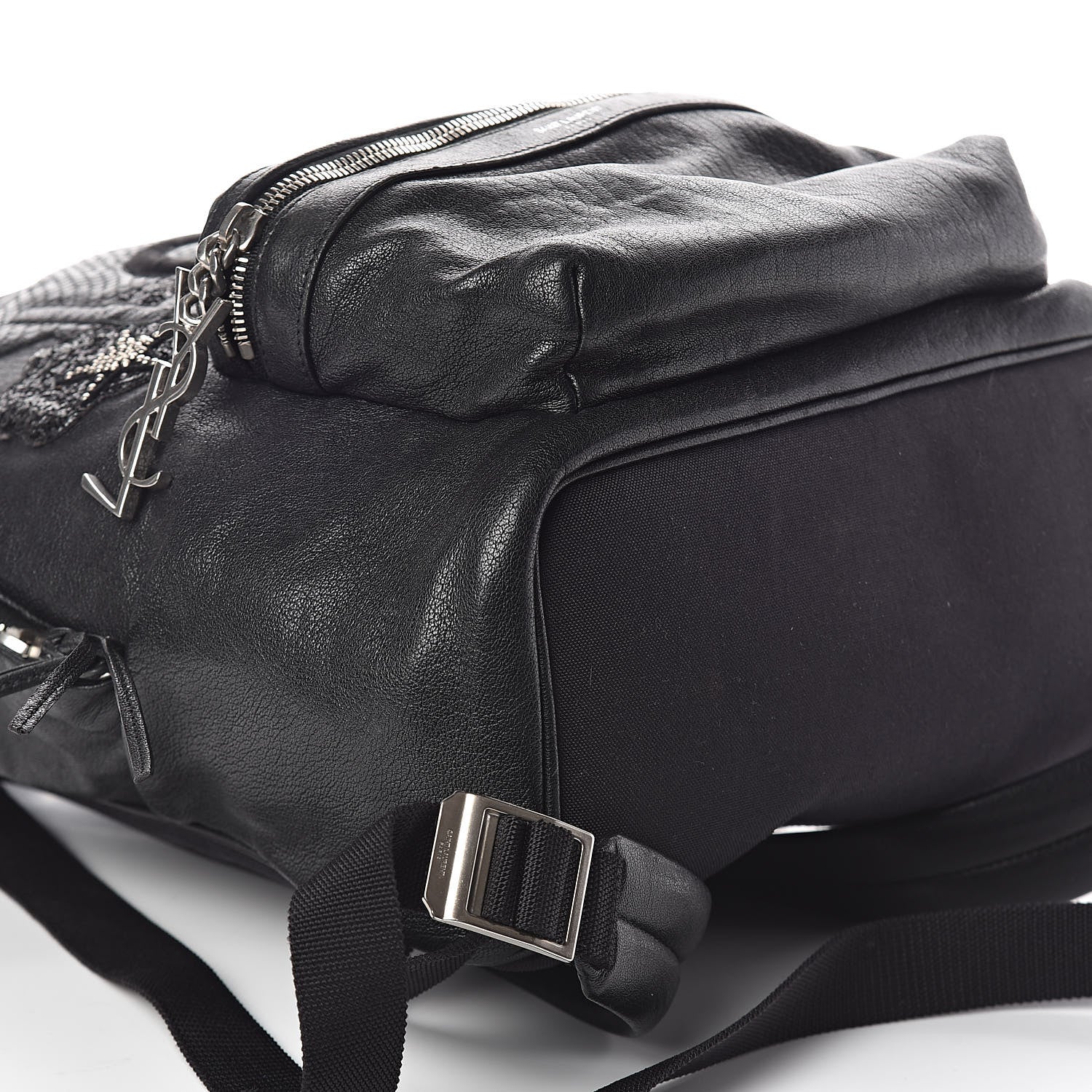 Saint Laurent Sheepskin Mini Love Appliqué City Backpack Black 8 of 9