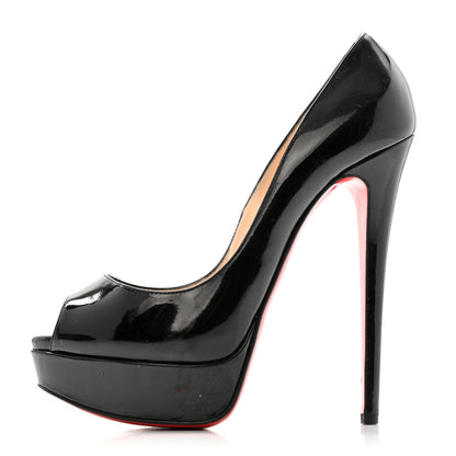 Christian Louboutin Patent Lady Peep 150 Pumps 37 Black 1 of 11