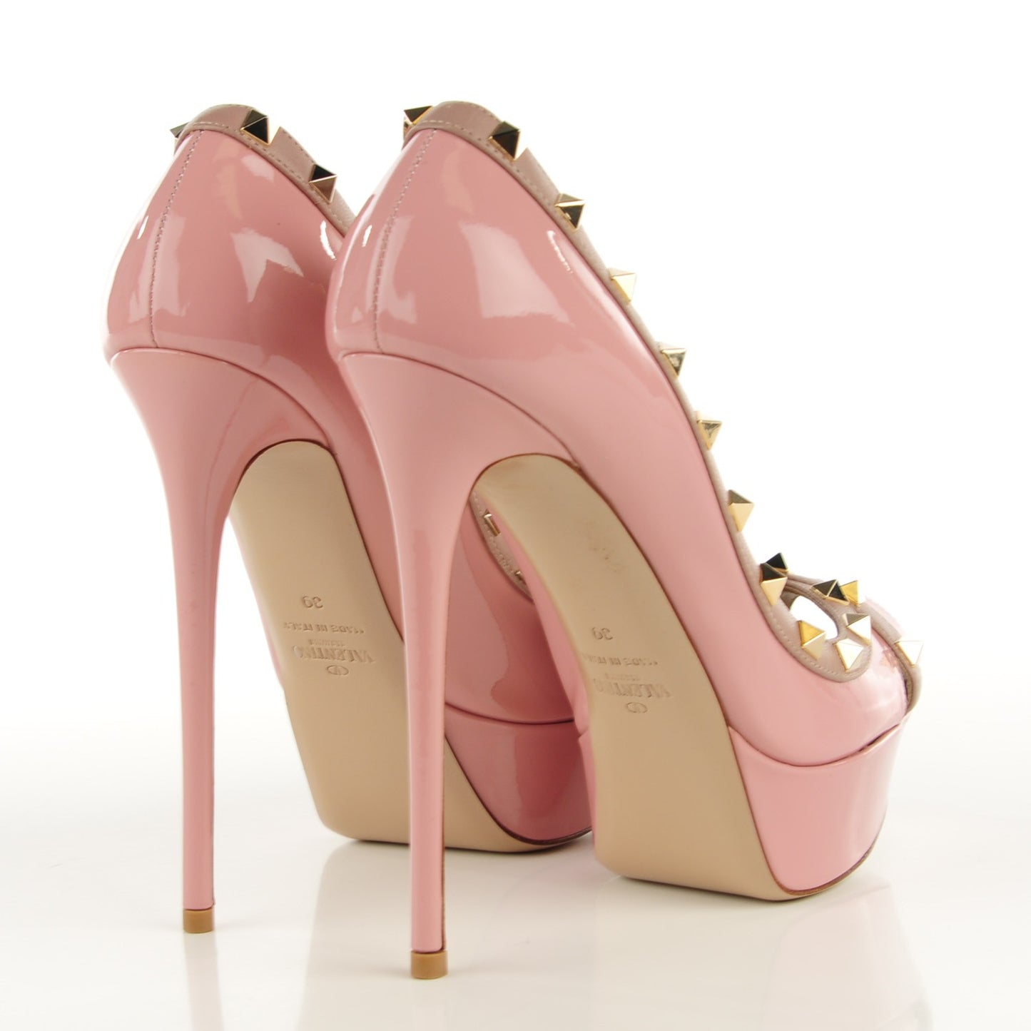 Patent Rockstud Peep Toe Platform Pumps 39 Pop Gardenia Poudre