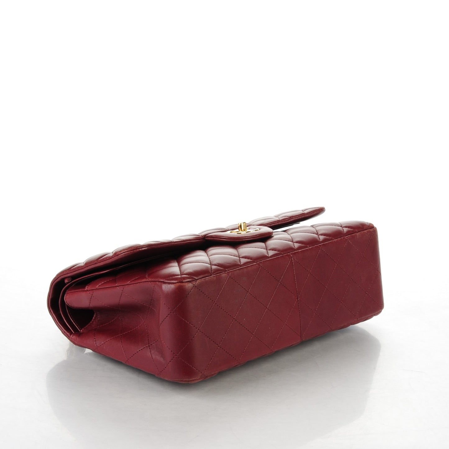 Lambskin Quilted Jumbo Double Flap Dark Red