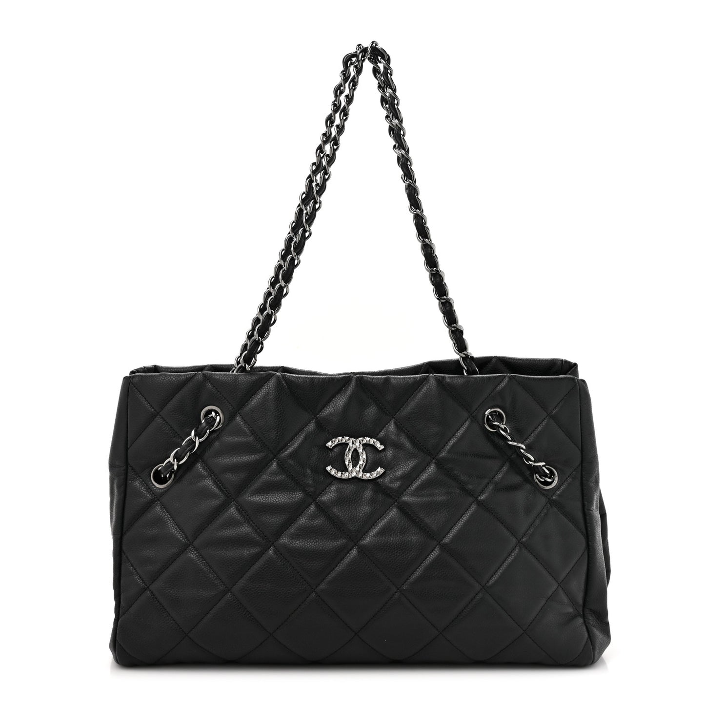 Soft Caviar Quilted Large Cells Tote Black