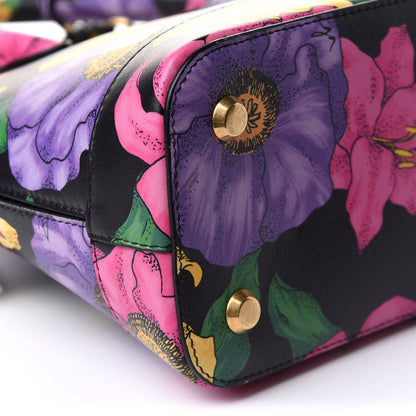 Balenciaga Smooth Calfskin Lush Floral Print S Ville Top Handle Bag Black Multicolor 5 of 10