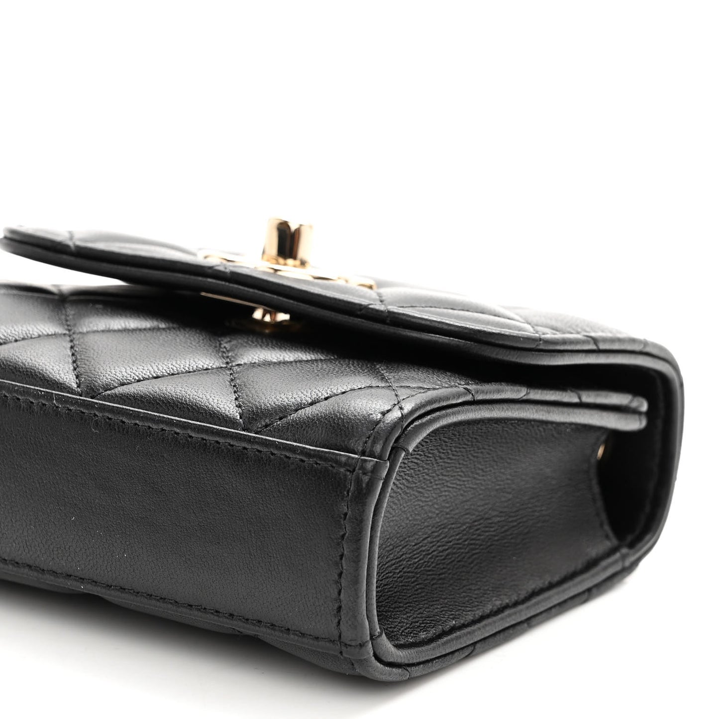 Lambskin Quilted Mini Trendy CC Chain Wallet Black