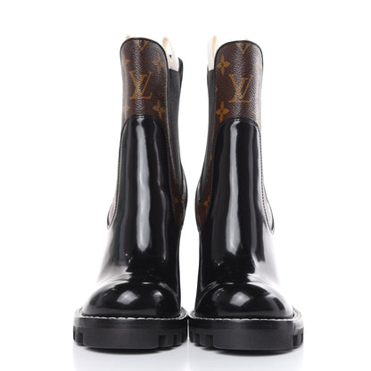Louis Vuitton Patent Calfskin Monogram Star Trail Chelsea Ankle Boots 36 Black 2 of 8
