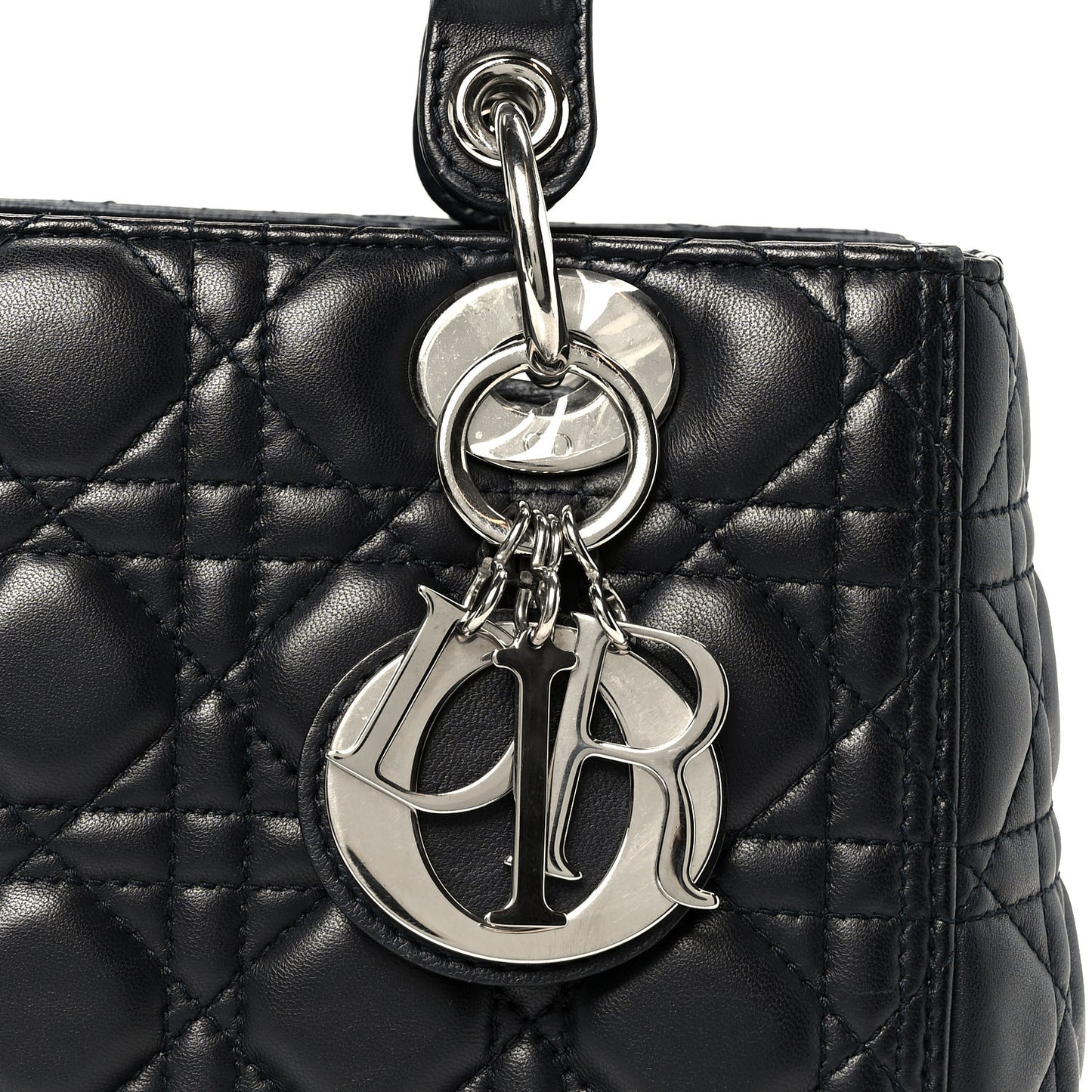 Lambskin Cannage Medium Lady Dior Navy Blue