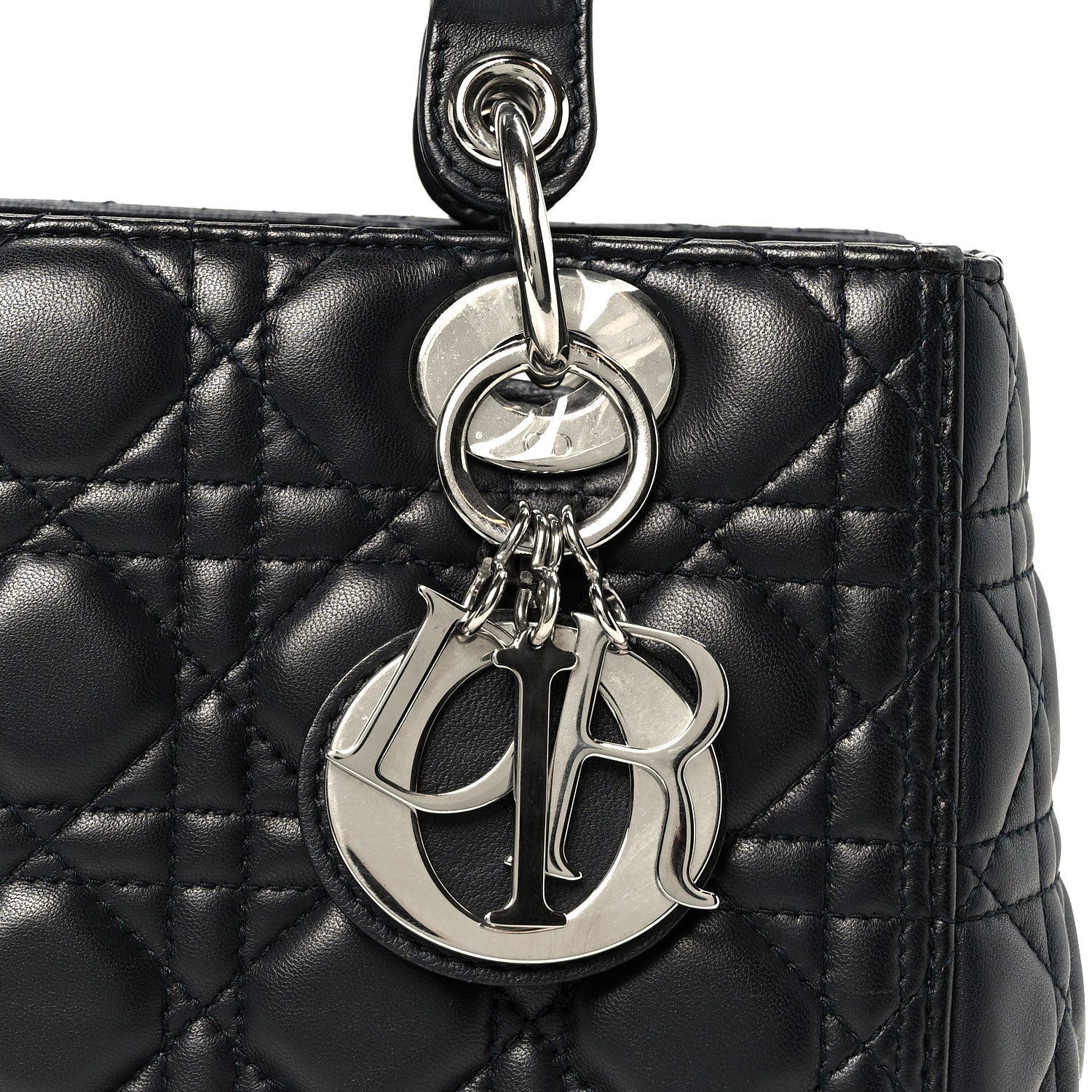 Christian Dior Lambskin Cannage Medium Lady Dior Navy Blue 7 of 9