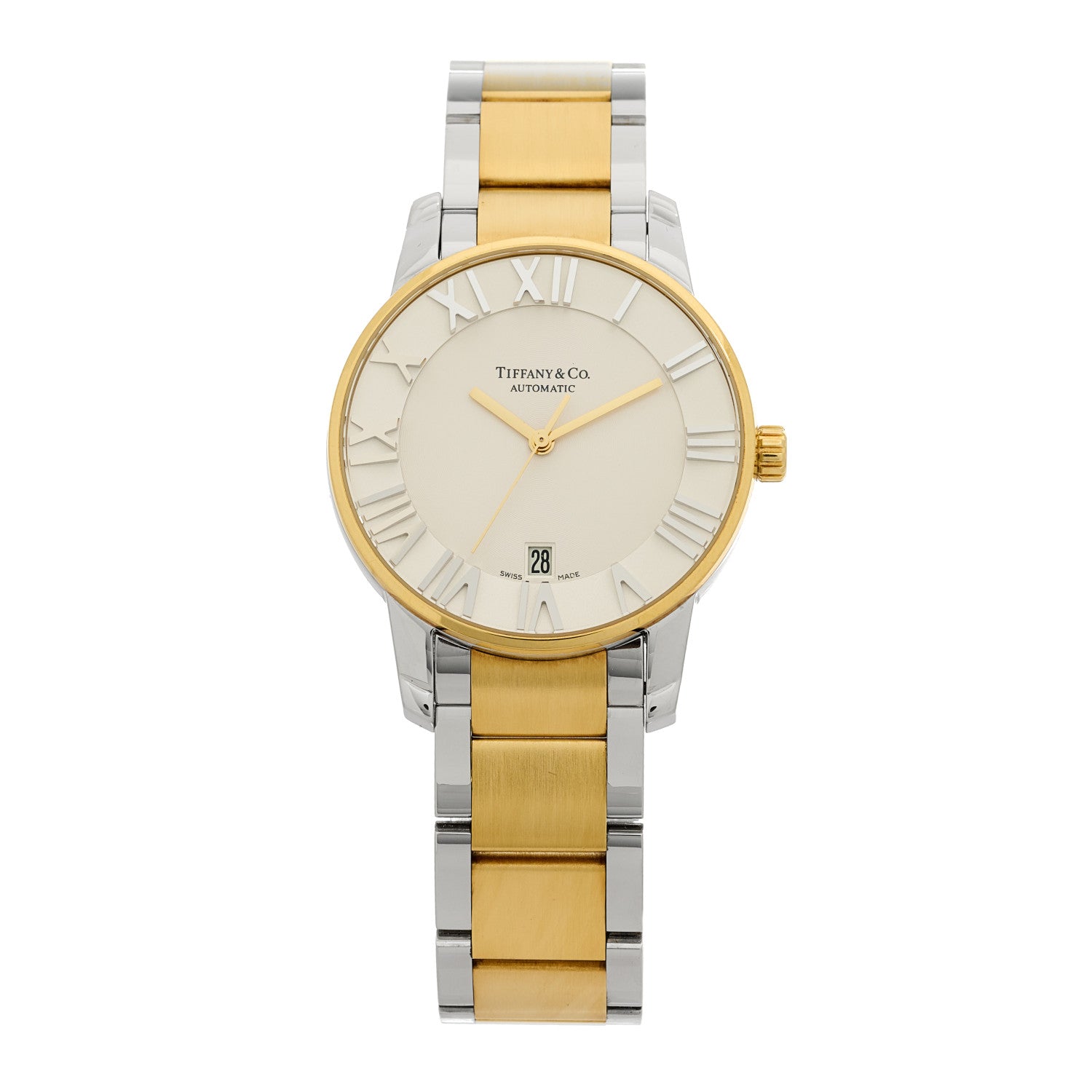 ティファニー Tiffany Stainless Steel 18K Yellow Gold 37mm Atlas 3-Hand