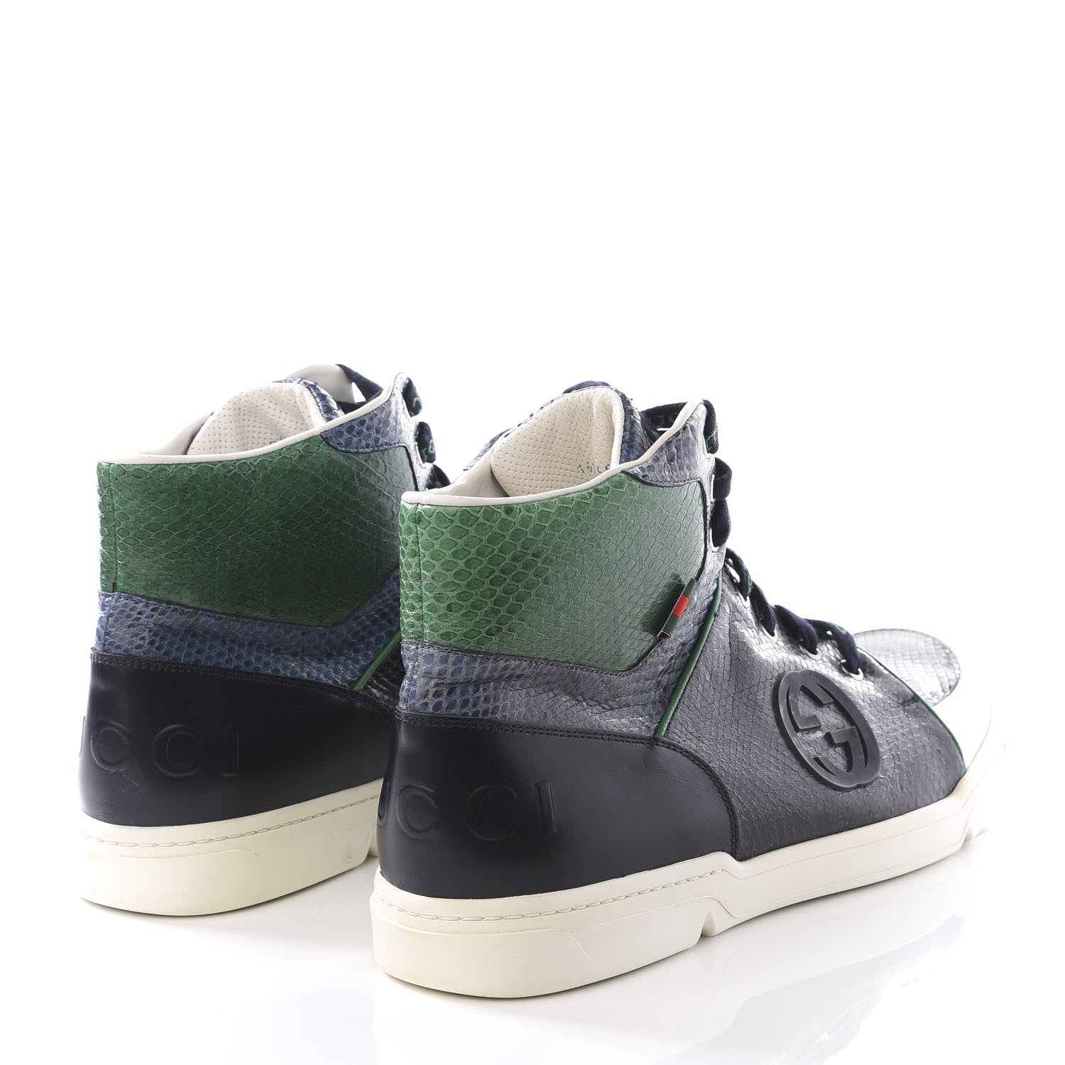 Gucci Snakeskin Interlocking G High Top Sneakers 10.5 Blue 4 of 8