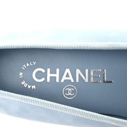 Chanel Suede Calfskin Cap Toe CC Ballerina Flats 37 Light Blue 8 of 10