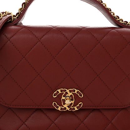 Chanel Lambskin Quilted Chain Infinity Top Handle Flap Burgundy 8 of 12