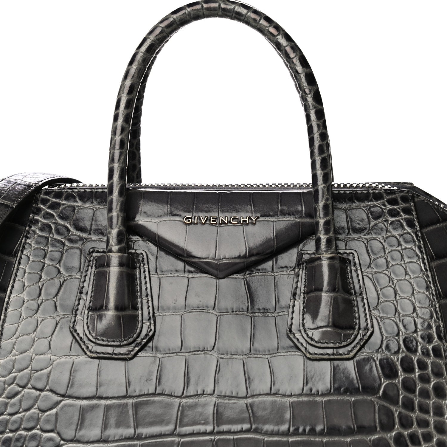 Givenchy Calfskin Crocodile Embossed Small Antigona Storm Grey 20 of 20