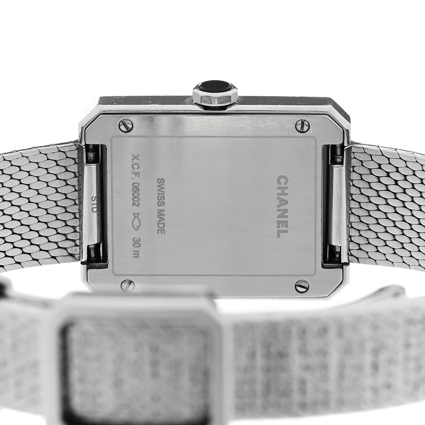 Stainless Steel Diamond Bezel 21mm Boy-Friend Tweed Quartz Watch Black
