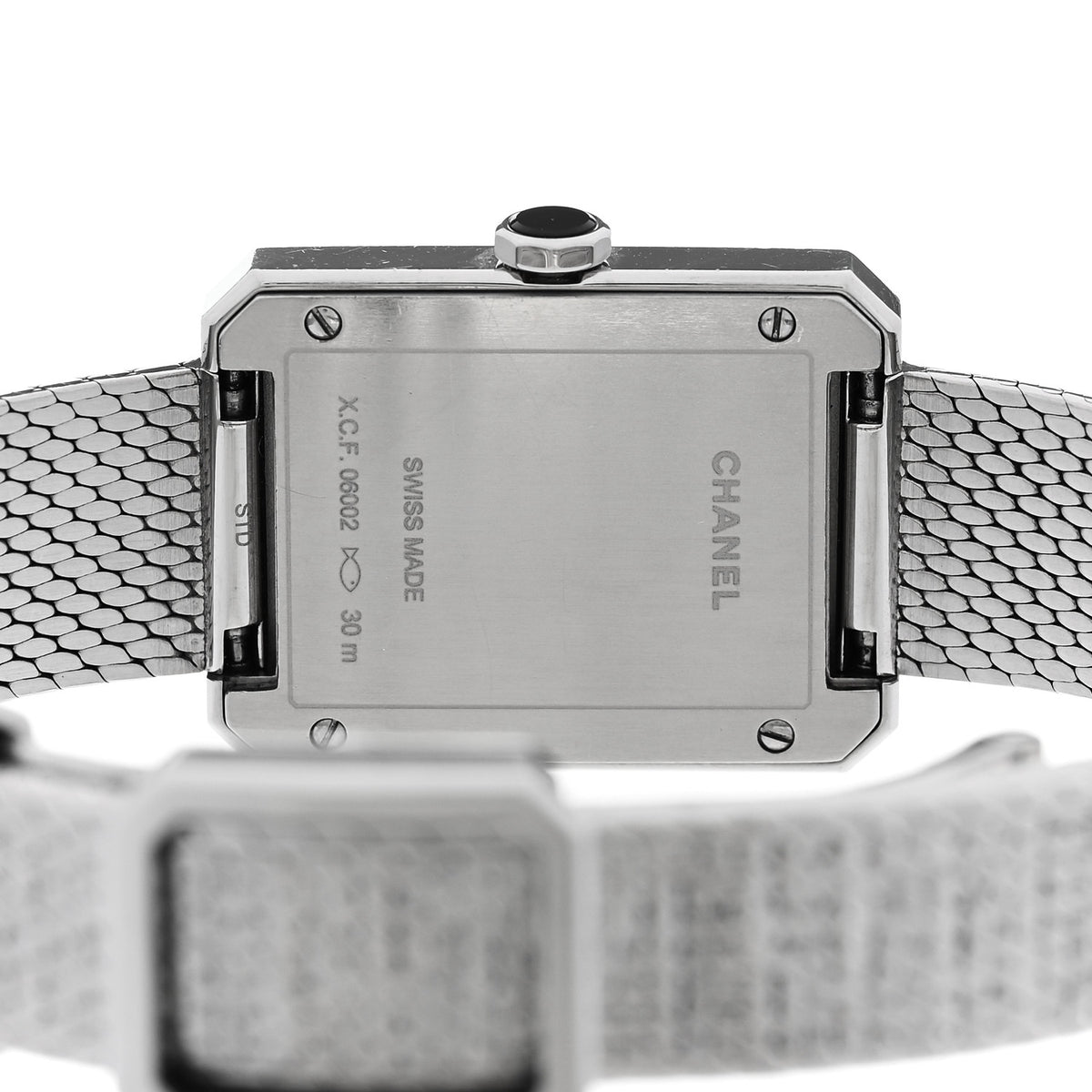 Chanel Stainless Steel Diamond Bezel 21mm Boy-Friend Tweed Quartz Watch Black 4 of 4