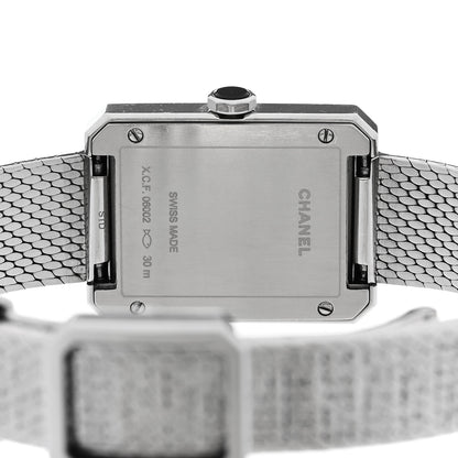 Chanel Stainless Steel Diamond Bezel 21mm Boy-Friend Tweed Quartz Watch Black 4 of 4