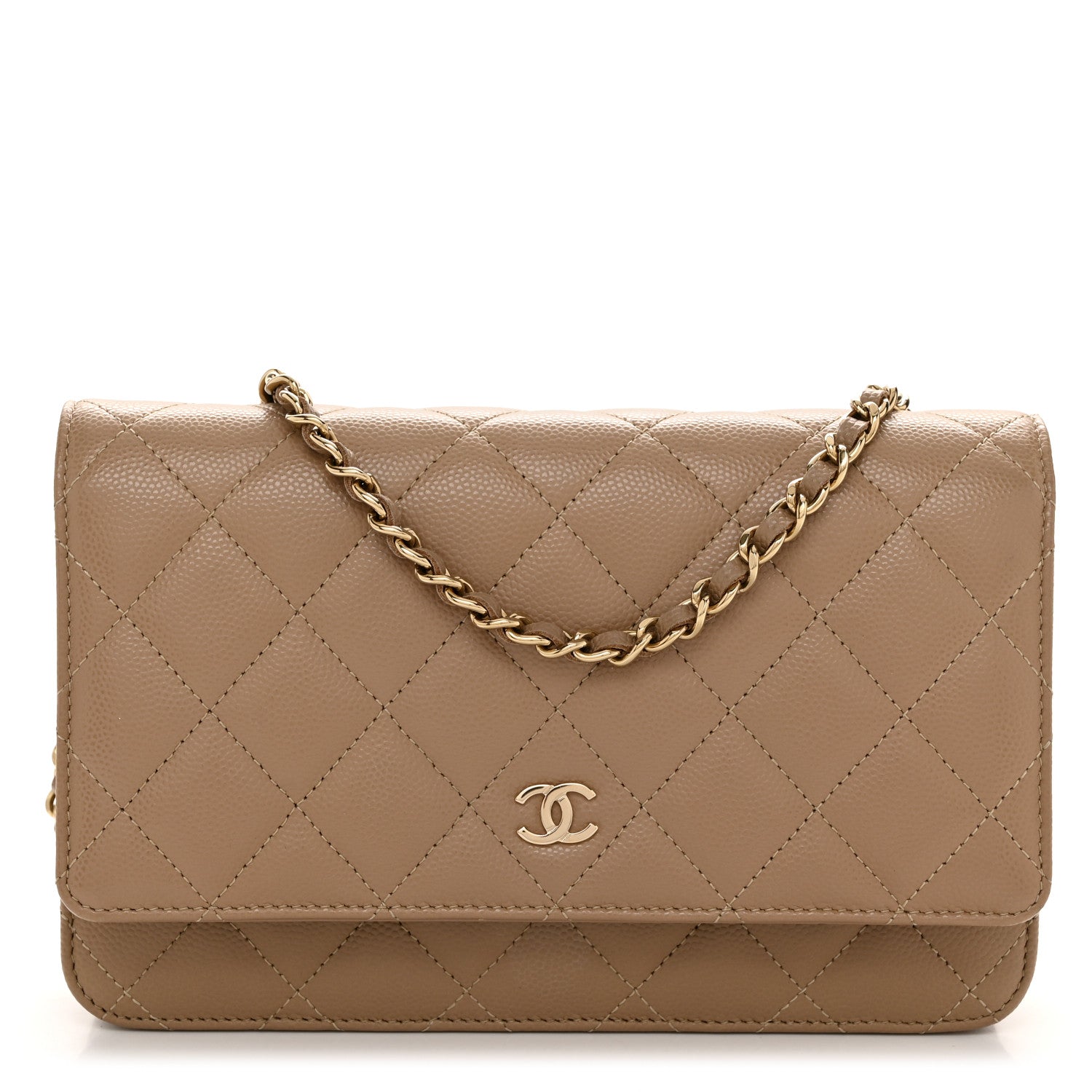 Chanel Caviar Quilted Wallet on Chain WOC Dark Beige 1 of 12