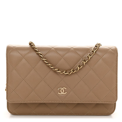 Chanel Caviar Quilted Wallet on Chain WOC Dark Beige 1 of 12