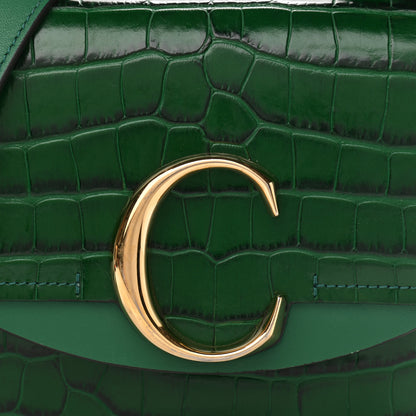Chloe Calfskin Crocodile Embossed Mini C Double Carry Woodsy Green 9 of 12