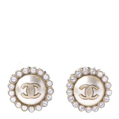Chanel Pearl Crystal CC Earrings Gold 1 of 3