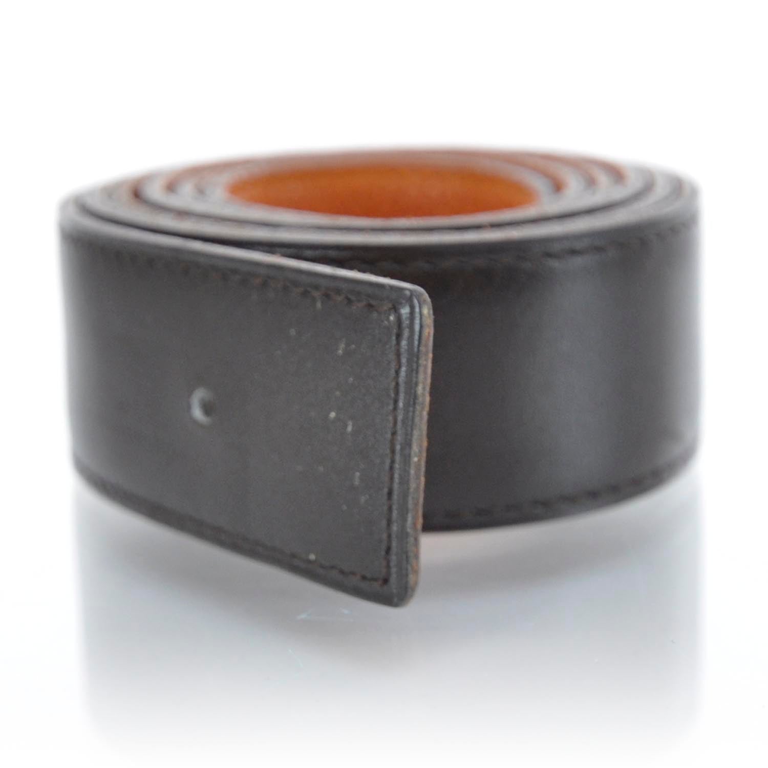 Hermes Box Togo Reversible Belt Strap Brown Orange 100 1 of 5