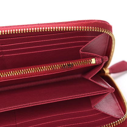 Prada Saffiano Metal Zip Around Wallet Peonia 8 of 9