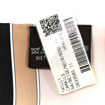 Hermes Silk Camails Twilly Scarf Beige Black Rose Pale 4 of 4