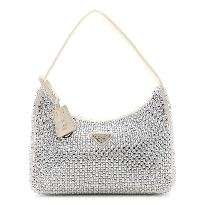Prada Satin Crystal Mini Re-Edition 2000 Bag White 1 of 11
