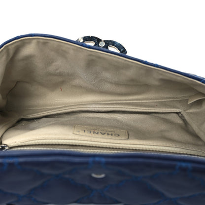 Chanel Calfskin Quilted Double Stitch Hamptons Clutch with Chain Blue 5 of 12