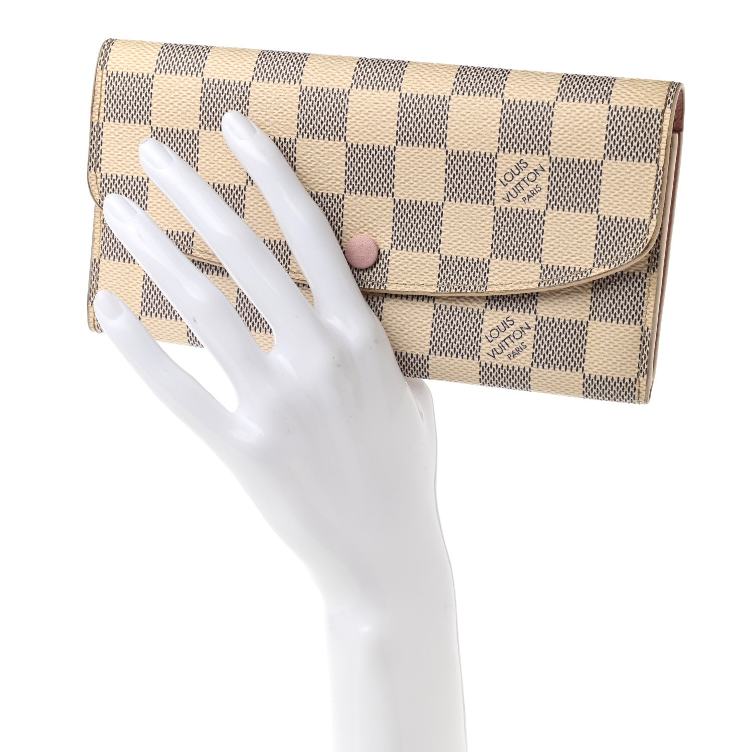 Louis Vuitton Damier Azur Emilie Wallet Rose Ballerine 2 of 15