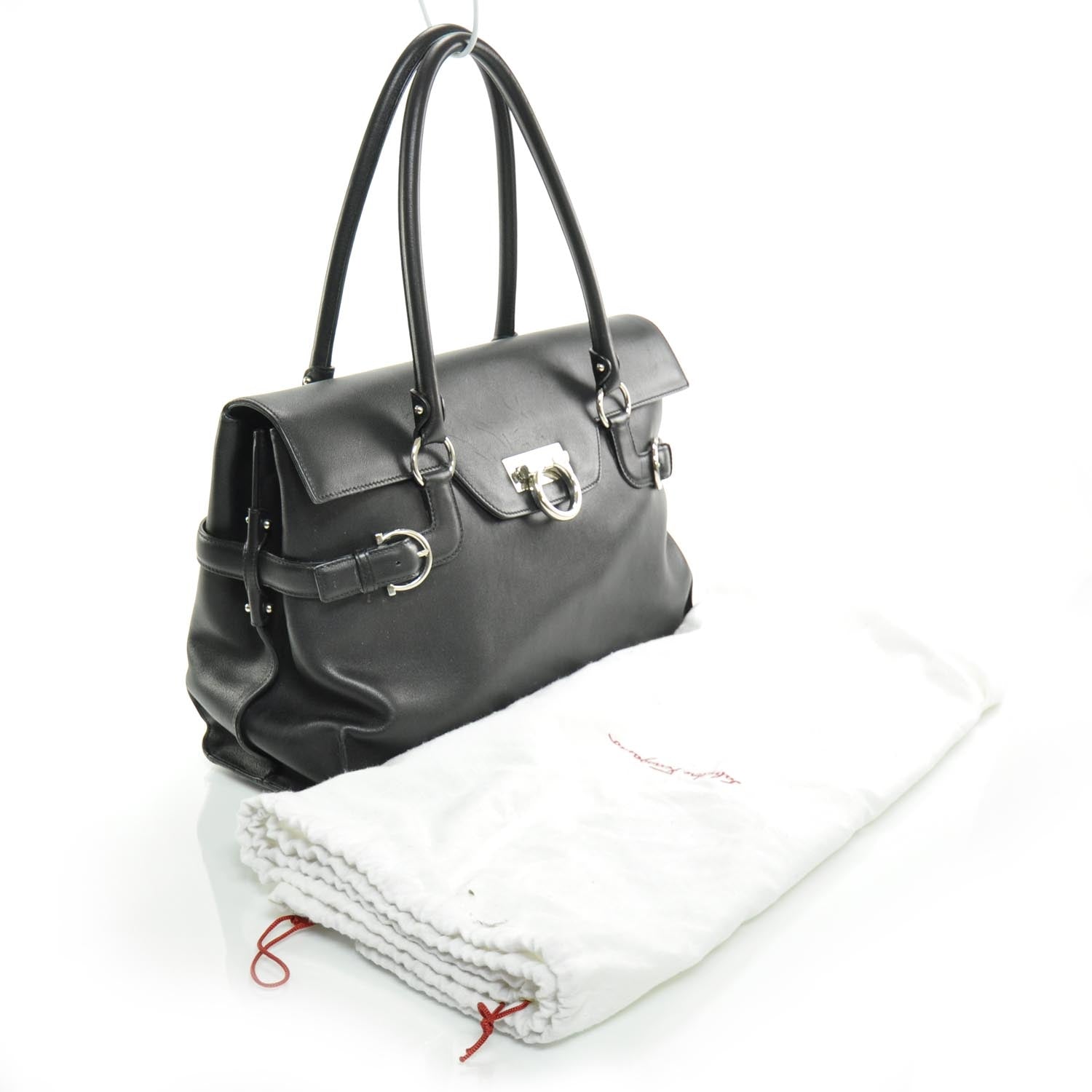 FASHIONPHILE SALVATOREFERRAGAMOLeatherVirnaSatchelBlack 3 of 9