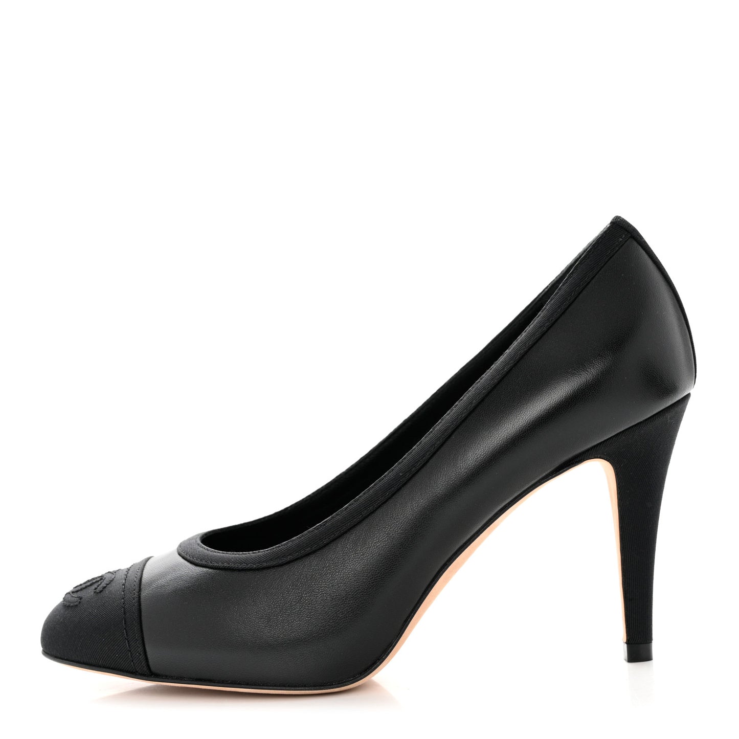 Lambskin Grosgrain Cap Toe CC Pumps 35.5 Black