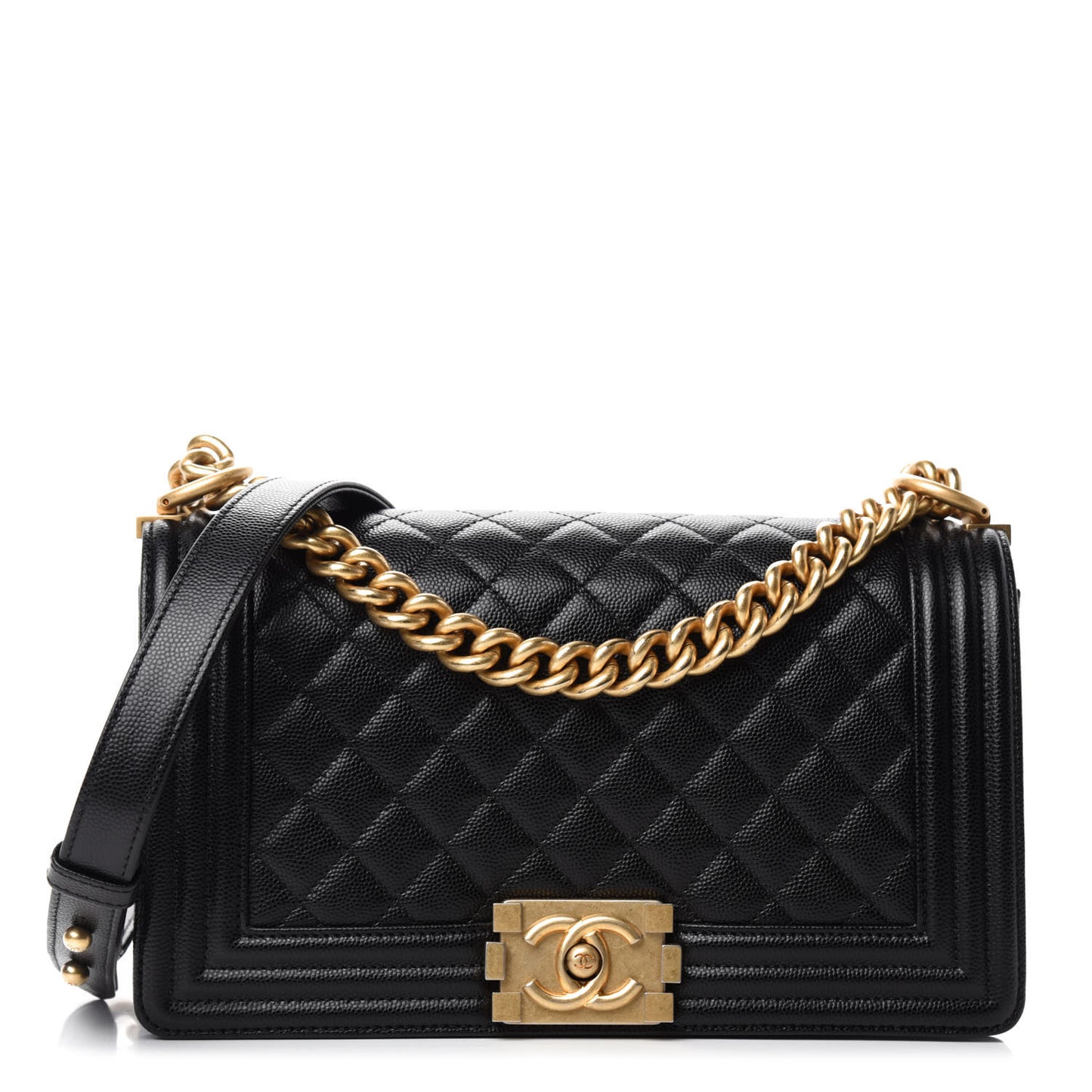 Caviar Quilted Medium Boy Flap Black