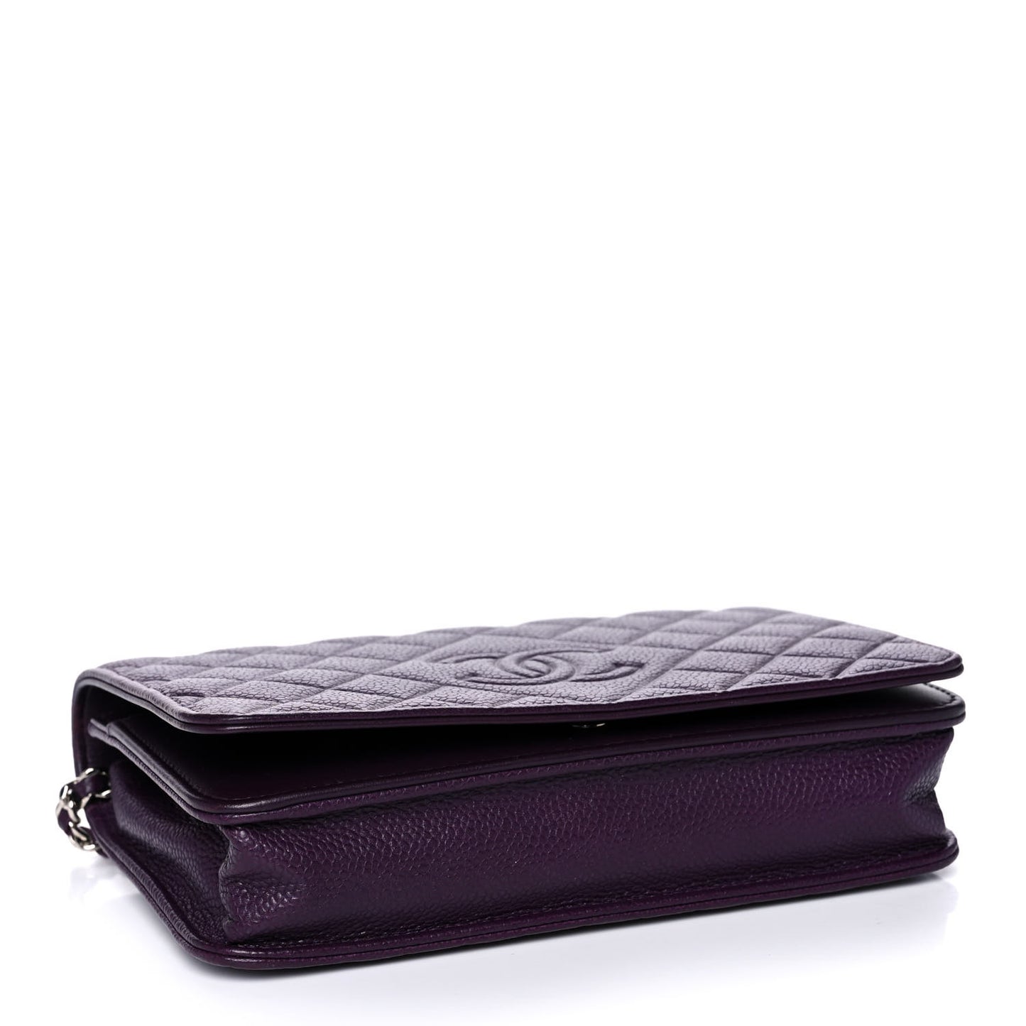 Caviar Quilted Diamond CC Wallet On Chain WOC Dark Purple