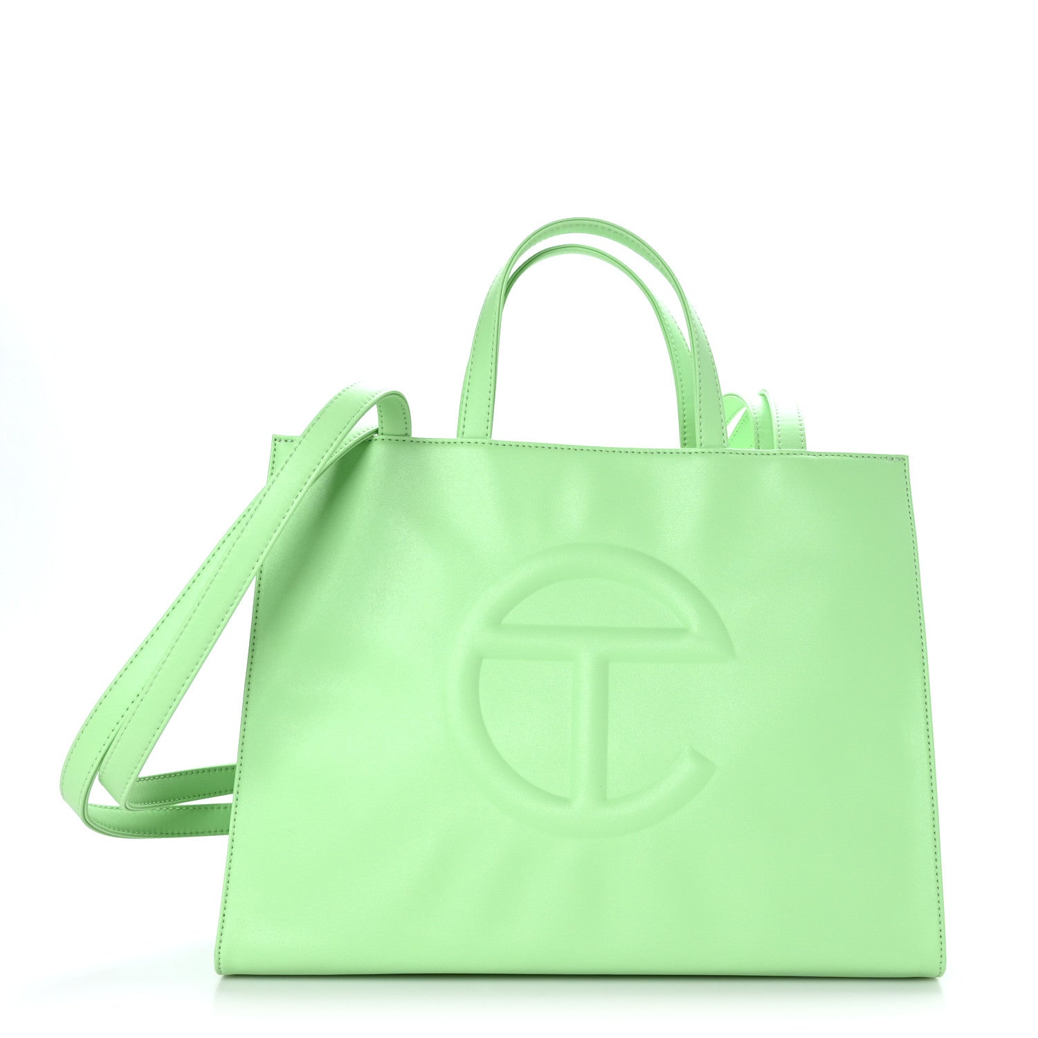 TELFAR Vegan Leather Medium Shopping Bag Double Mint FASHIONPHILE