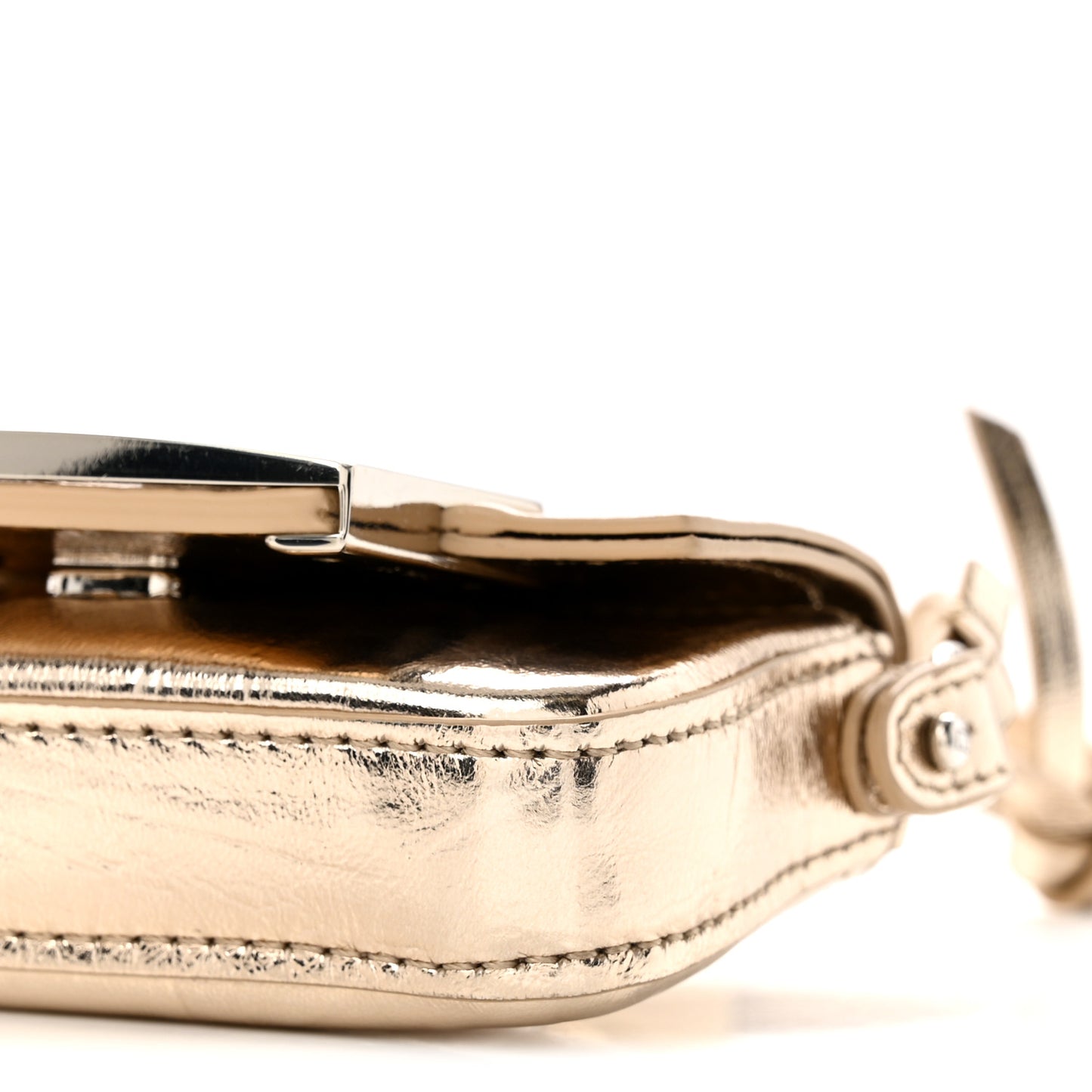 Metallic Nano Maxi Buckle Baguette Charm Rose Gold