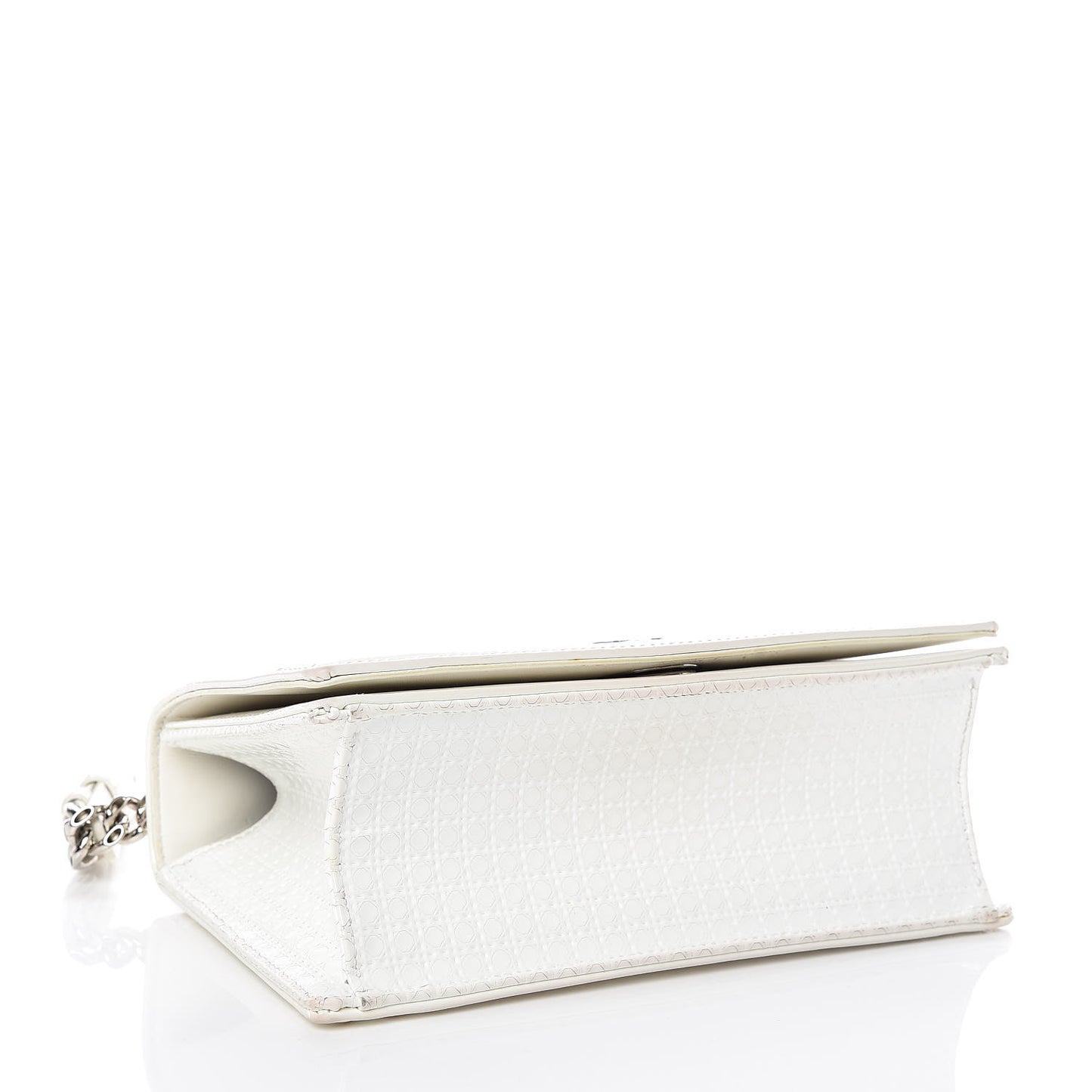 Patent Micro-Cannage Small Diorama Flap Bag White