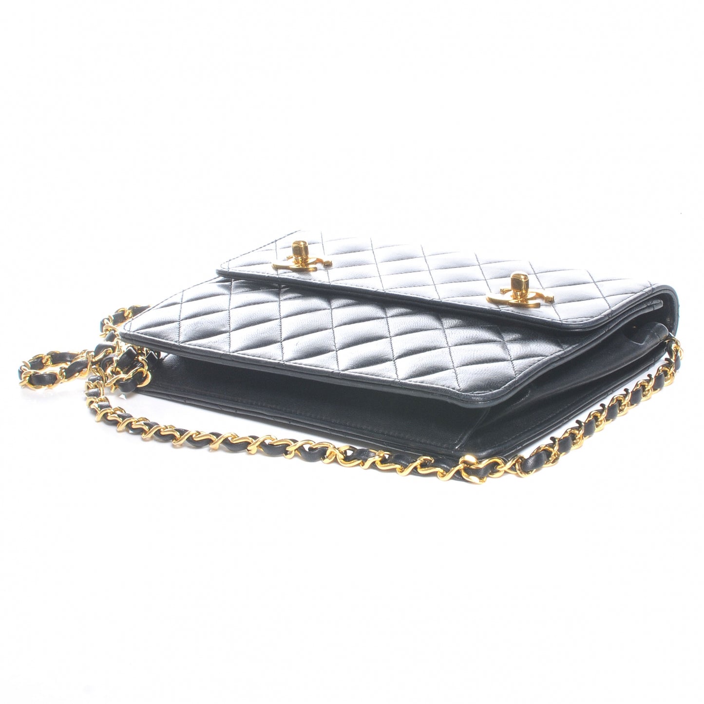 Lambskin Quilted Square Flap Black