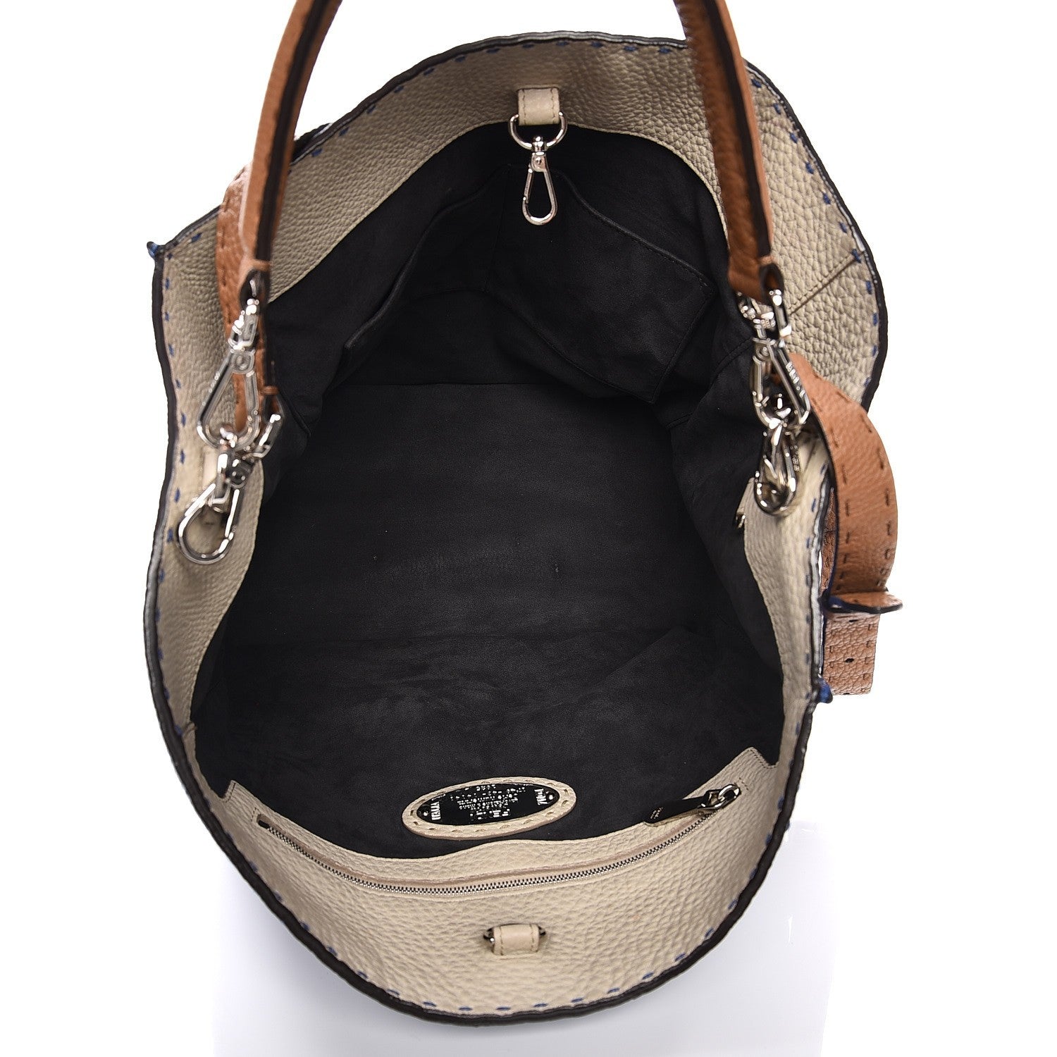 Fendi Cuoio Romano Selleria Tri-color Large Anna Bucket Bag Blue Neon 9 of 11