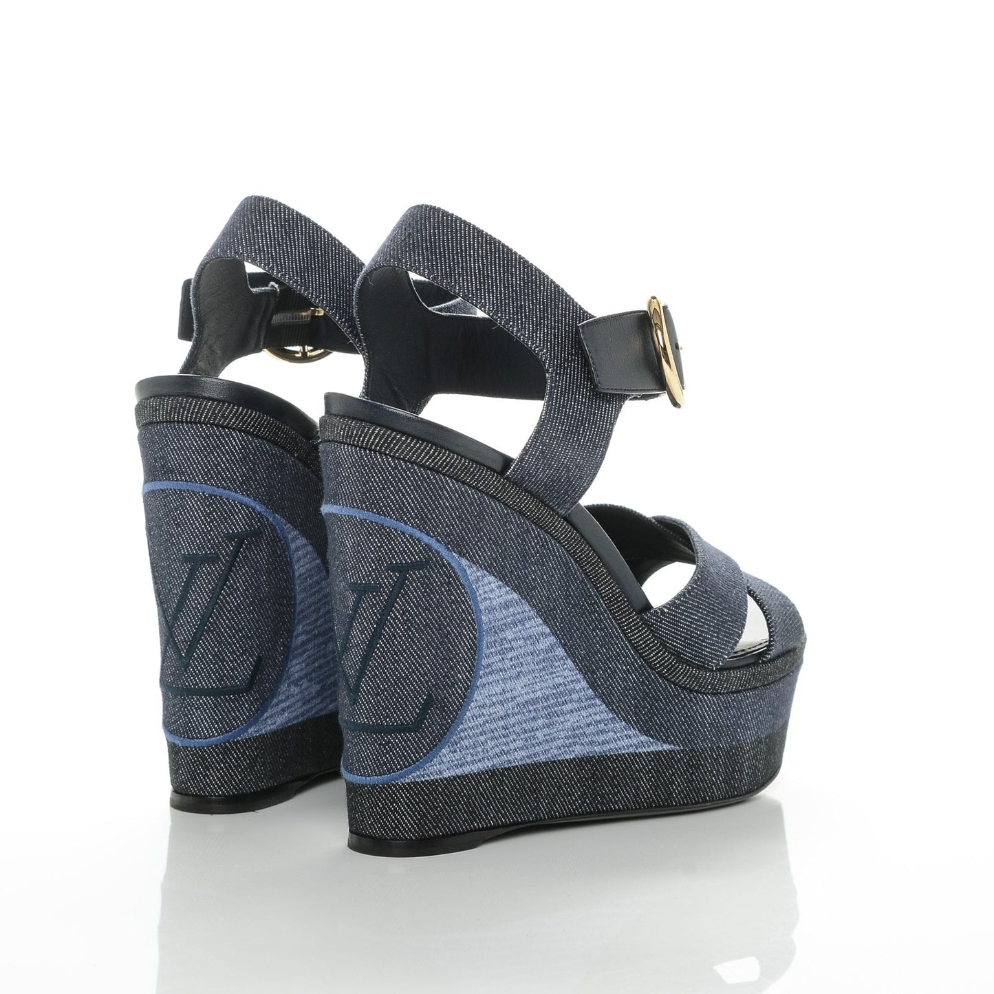 Canvas Blue Shore Wedge Sandal 38 Marine