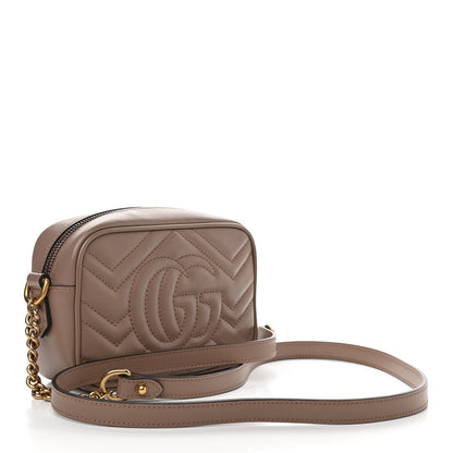Gucci Calfskin Matelasse Mini GG Marmont Chain Shoulder Bag Porcelain Rose 3 of 10