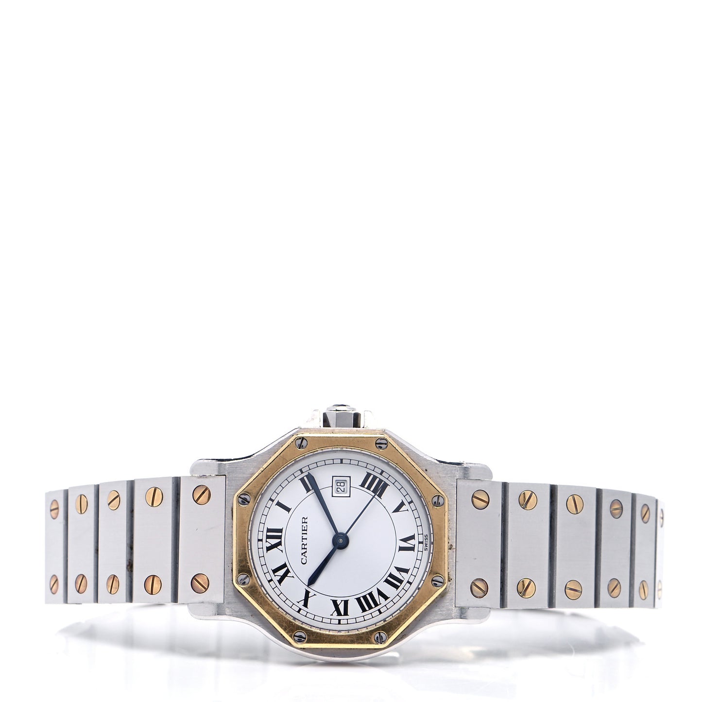 Stainless Steel 18K Yellow Gold 29mm Santos Octagon Automatic Watch