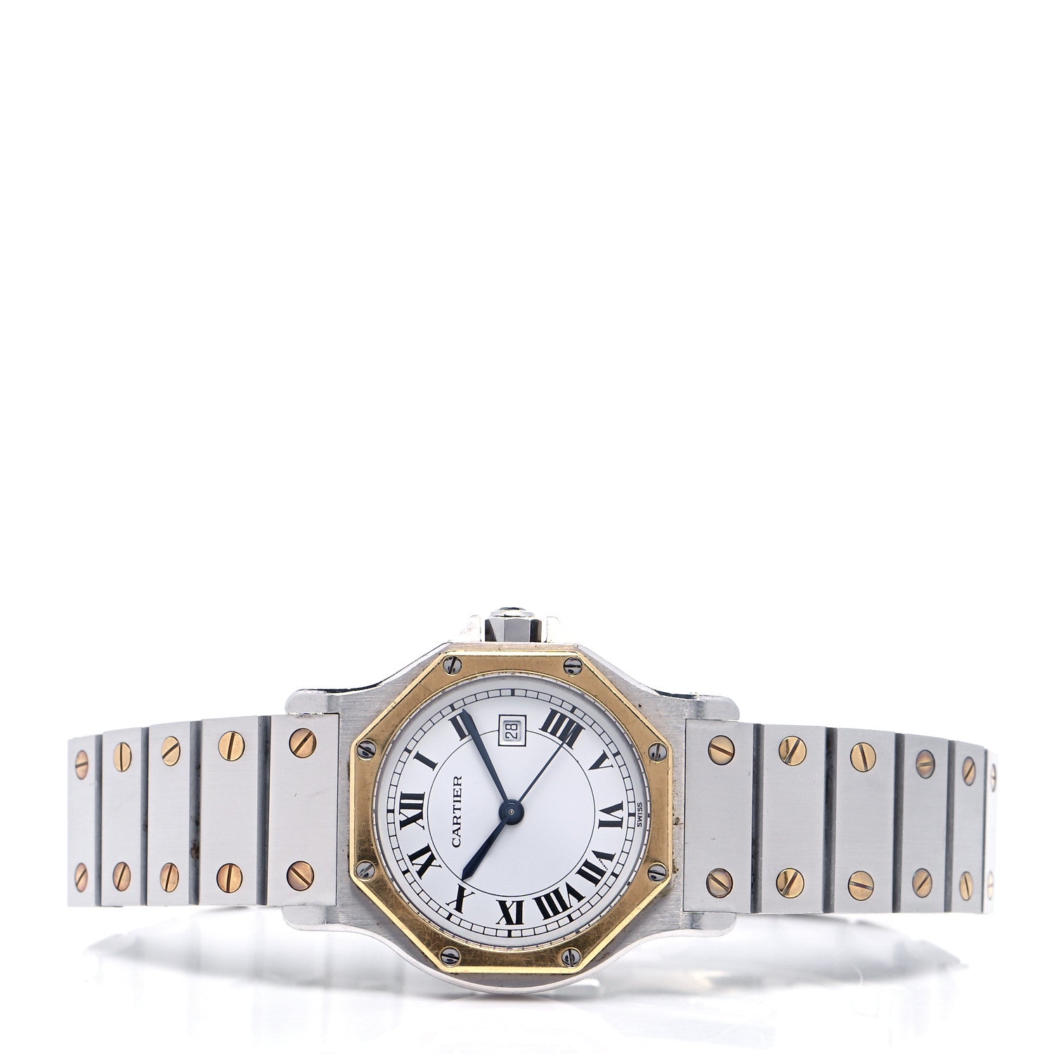 Cartier Stainless Steel 18K Yellow Gold 29mm Santos Octagon Automatic Watch 2 of 4