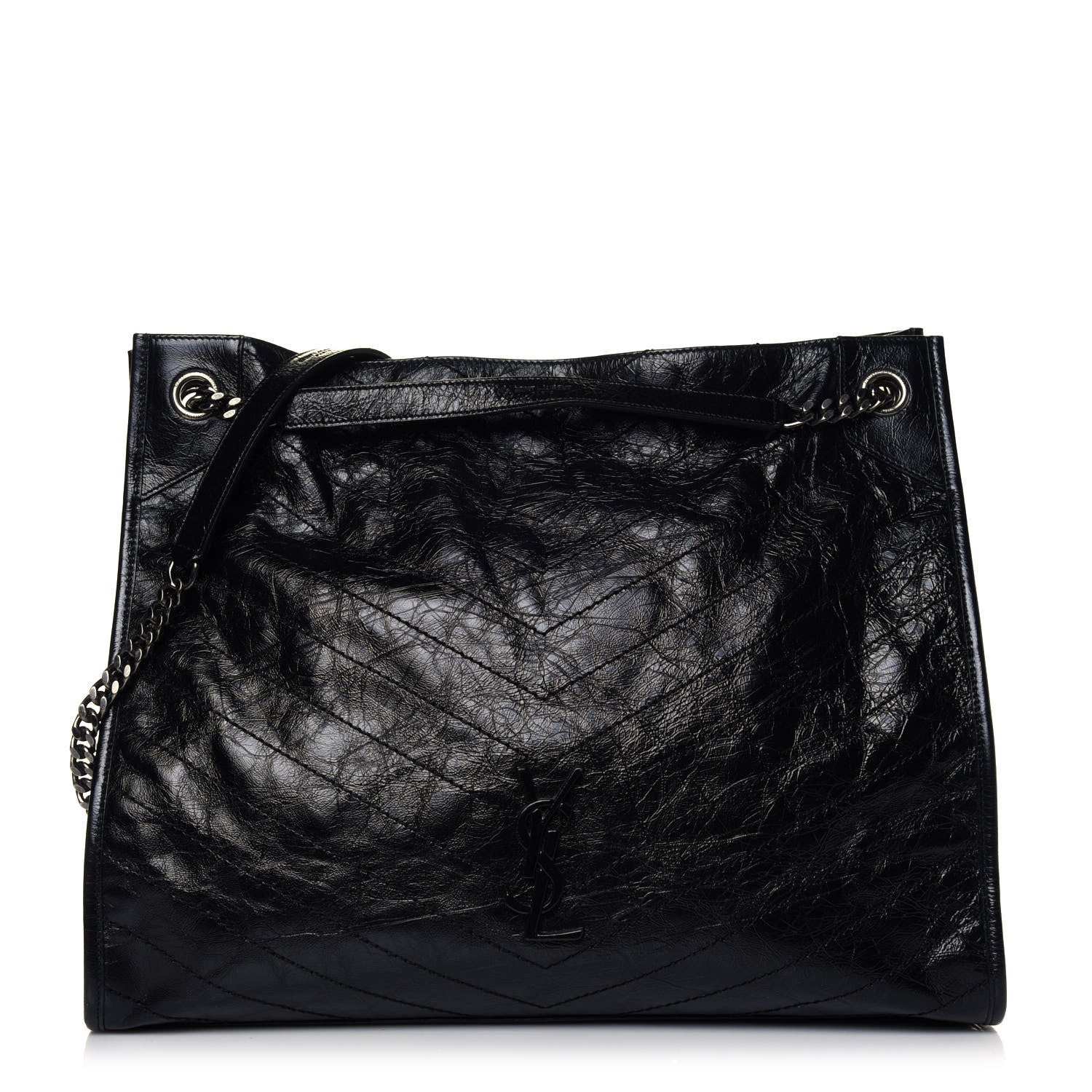 Saint Laurent Crinkled Calfskin Matelasse Monogram Niki Shoulder Bag Black 1 of 4