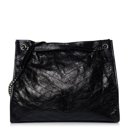 Saint Laurent Crinkled Calfskin Matelasse Monogram Niki Shoulder Bag Black 1 of 9