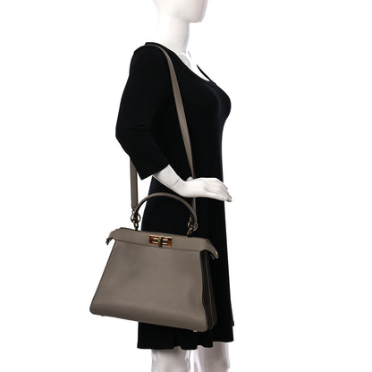 Fendi Vitello Seta Shiny Nappa Plexiglass Medium Peekaboo I SEE U Satchel Tortora 2 of 9