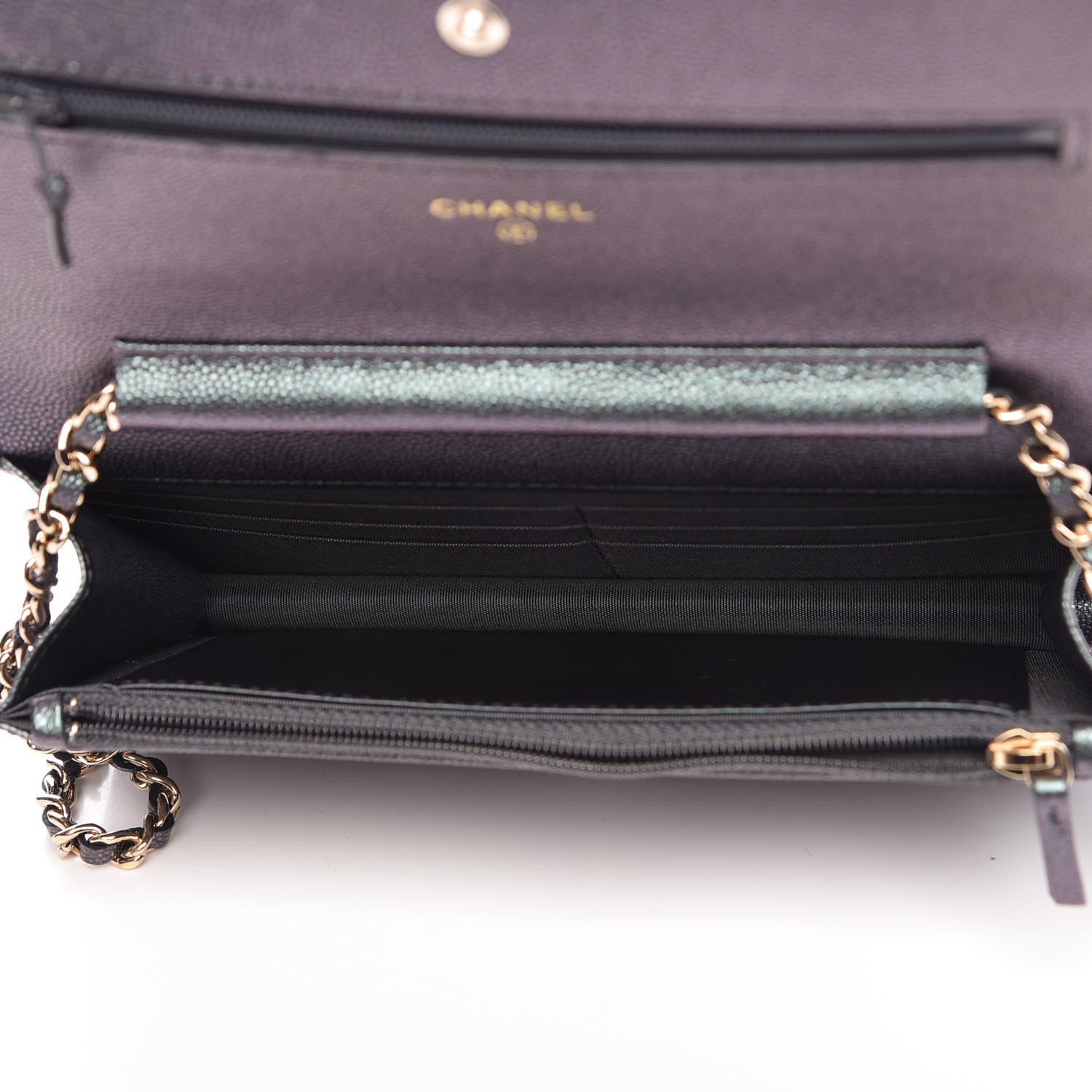 Chanel Iridescent Caviar Quilted Wallet On Chain WOC Black 5 of 13