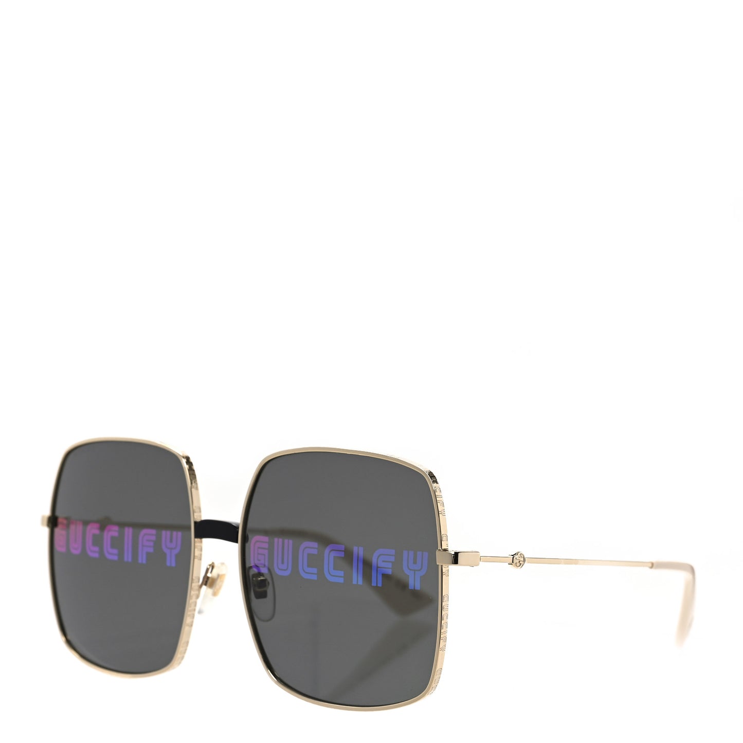 Metal Rectangular Guccify Frame Sunglasses GG0414S Gold